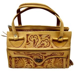 Vintage Avelar Handbag Purse Genuine Leather Hand Tooled Mexican